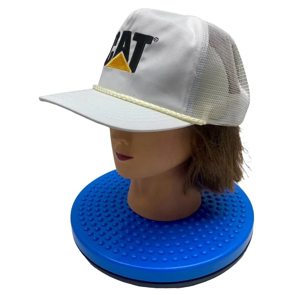 Vintage Caterpiller CYRK Cat Hat Cap Trucker Hat White Snapback‎ Adjustable